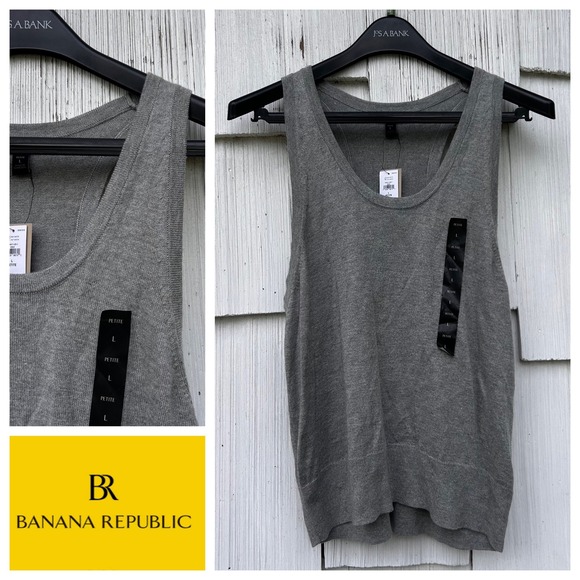Banana Republic Tops - Banana Republic Womens Heather Gray Racerback‎ Sweater Tank Top Petite Large NEW